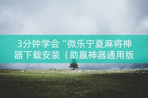 3分钟学会“微乐宁夏麻将神器下载安装（助赢神器通用版）
