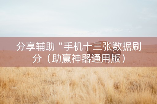 分享辅助“手机十三张数据刷分（助赢神器通用版）