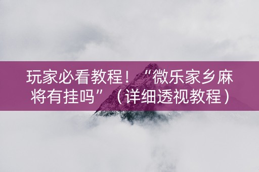 玩家必看教程！“微乐家乡麻将有挂吗”（详细透视教程）-哔哩哔哩