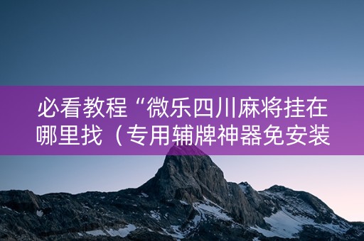 必看教程“微乐四川麻将挂在哪里找（专用辅牌神器免安装）