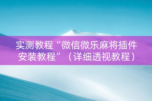 实测教程“微信微乐麻将插件安装教程”（详细透视教程）-哔哩哔哩