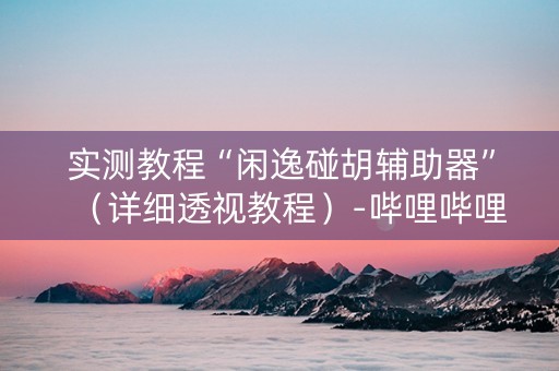 实测教程“闲逸碰胡辅助器”（详细透视教程）-哔哩哔哩