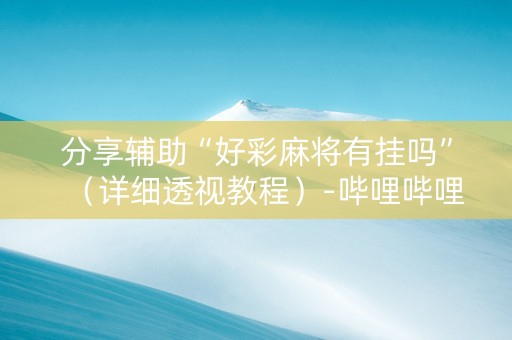 分享辅助“好彩麻将有挂吗”（详细透视教程）-哔哩哔哩