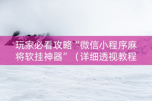详细阅读:玩家必看攻略“微信小程序麻将软挂神器”(详细透视教程)-哔哩哔哩 玩家必看攻略“微信小程序麻将软挂神器”(详细透视教程)-哔哩哔哩