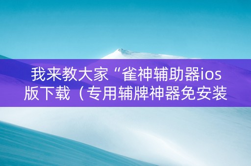 我来教大家“雀神辅助器ios版下载（专用辅牌神器免安装）