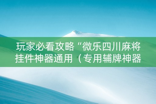 玩家必看攻略“微乐四川麻将挂件神器通用（专用辅牌神器免安装）
