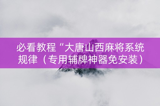 必看教程“大唐山西麻将系统规律（专用辅牌神器免安装）