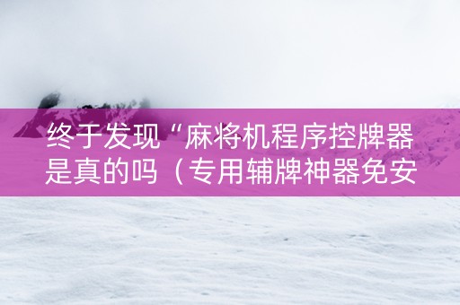 终于发现“麻将机程序控牌器是真的吗（专用辅牌神器免安装）