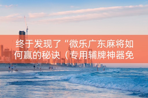 终于发现了“微乐广东麻将如何赢的秘诀（专用辅牌神器免安装）