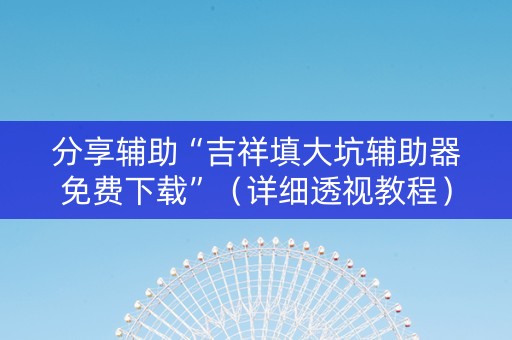 分享辅助“吉祥填大坑辅助器免费下载”（详细透视教程）-哔哩哔哩