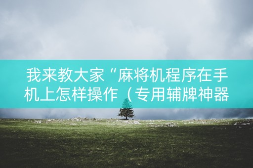 我来教大家“麻将机程序在手机上怎样操作（专用辅牌神器免安装）