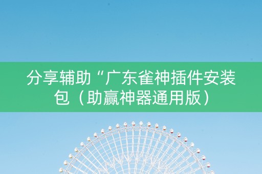 分享辅助“广东雀神插件安装包（助赢神器通用版）