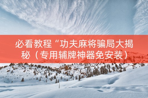 必看教程“功夫麻将骗局大揭秘（专用辅牌神器免安装）