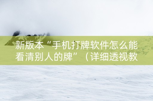 新版本“手机打牌软件怎么能看清别人的牌”（详细透视教程）-哔哩哔哩