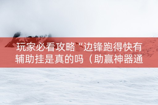 玩家必看攻略“边锋跑得快有辅助挂是真的吗（助赢神器通用版）
