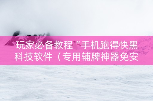 玩家必备教程“手机跑得快黑科技软件（专用辅牌神器免安装）