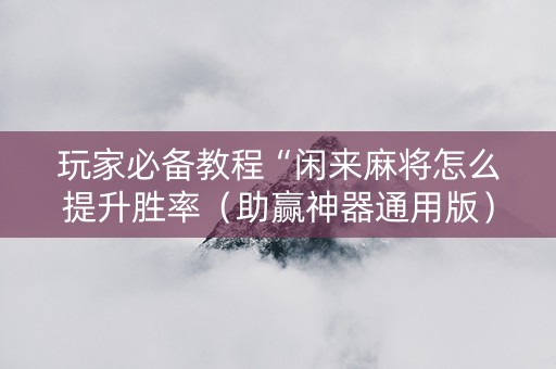 玩家必备教程“闲来麻将怎么提升胜率（助赢神器通用版）