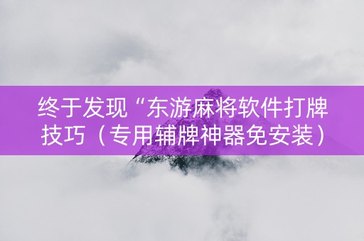 终于发现“东游麻将软件打牌技巧（专用辅牌神器免安装）