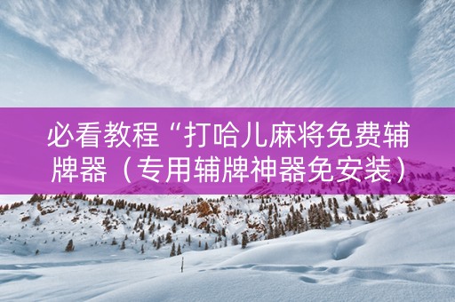 必看教程“打哈儿麻将免费辅牌器（专用辅牌神器免安装）