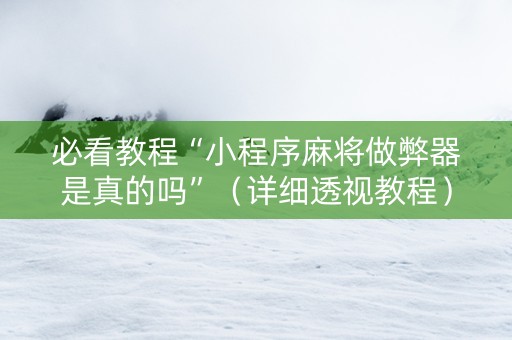 必看教程“小程序麻将做弊器是真的吗”（详细透视教程）-哔哩哔哩