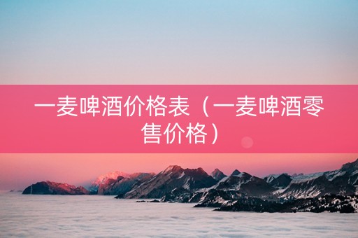 一麦啤酒价格表（一麦啤酒零售价格）