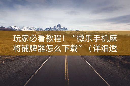 玩家必看教程！“微乐手机麻将铺牌器怎么下载”（详细透视教程）-哔哩哔哩