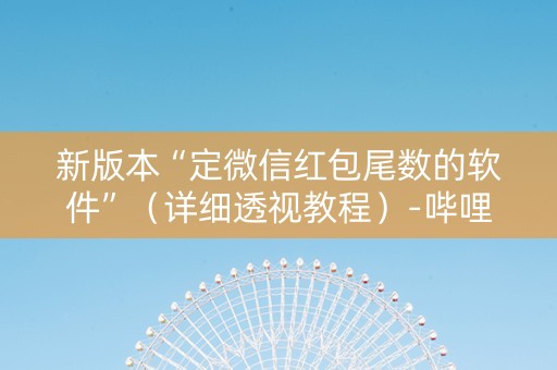 新版本“定微信红包尾数的软件”（详细透视教程）-哔哩哔哩