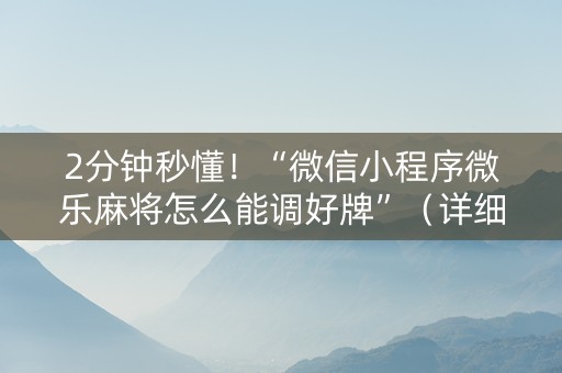 2分钟秒懂！“微信小程序微乐麻将怎么能调好牌”（详细透视教程）-哔哩哔哩