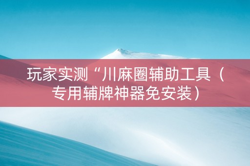 玩家实测“川麻圈辅助工具（专用辅牌神器免安装）
