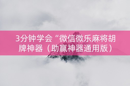 3分钟学会“微信微乐麻将胡牌神器（助赢神器通用版）