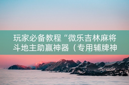 玩家必备教程“微乐吉林麻将斗地主助赢神器（专用辅牌神器免安装）