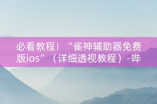 必看教程！“雀神辅助器免费版ios”（详细透视教程）-哔哩哔哩