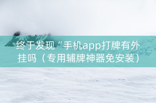 终于发现“手机app打牌有外挂吗（专用辅牌神器免安装）