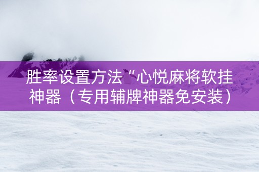 胜率设置方法“心悦麻将软挂神器（专用辅牌神器免安装）