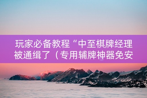 玩家必备教程“中至棋牌经理被通缉了（专用辅牌神器免安装）