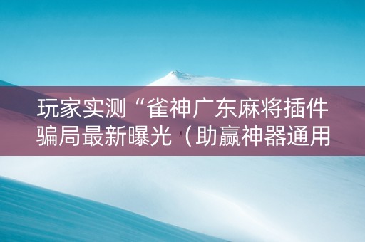 玩家实测“雀神广东麻将插件骗局最新曝光（助赢神器通用版）