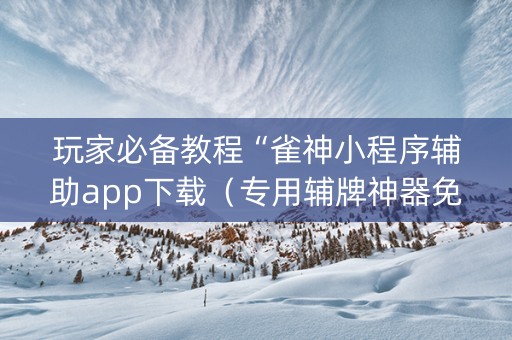 玩家必备教程“雀神小程序辅助app下载（专用辅牌神器免安装）