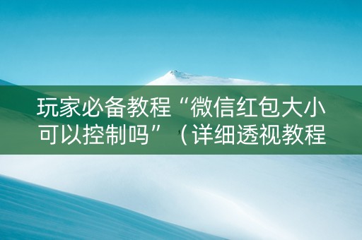 玩家必备教程“微信红包大小可以控制吗”（详细透视教程）-哔哩哔哩