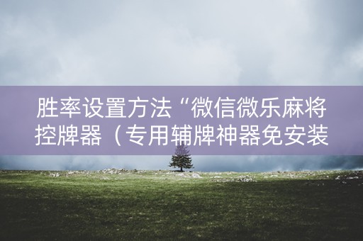 胜率设置方法“微信微乐麻将控牌器（专用辅牌神器免安装）