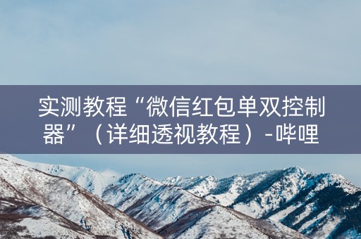 实测教程“微信红包单双控制器”（详细透视教程）-哔哩哔哩
