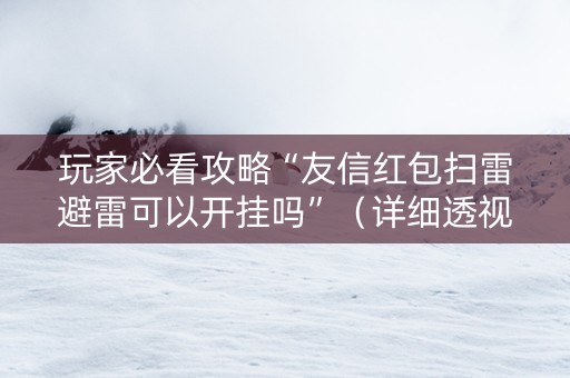 玩家必看攻略“友信红包扫雷避雷可以开挂吗”（详细透视教程）-哔哩哔哩