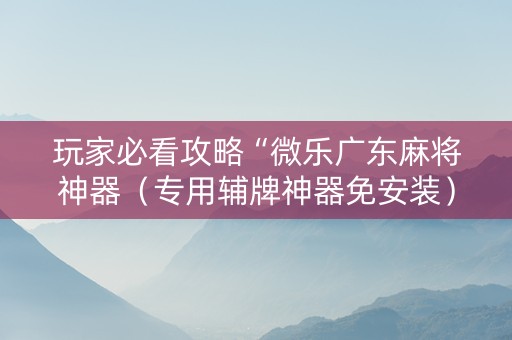 玩家必看攻略“微乐广东麻将神器（专用辅牌神器免安装）