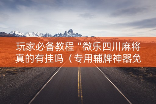 玩家必备教程“微乐四川麻将真的有挂吗（专用辅牌神器免安装）