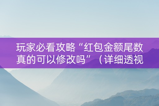 玩家必看攻略“红包金额尾数真的可以修改吗”（详细透视教程）-哔哩哔哩