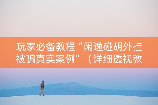 玩家必备教程“闲逸碰胡外挂被骗真实案例”（详细透视教程）-哔哩哔哩