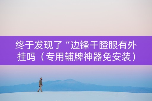 终于发现了“边锋干瞪眼有外挂吗（专用辅牌神器免安装）