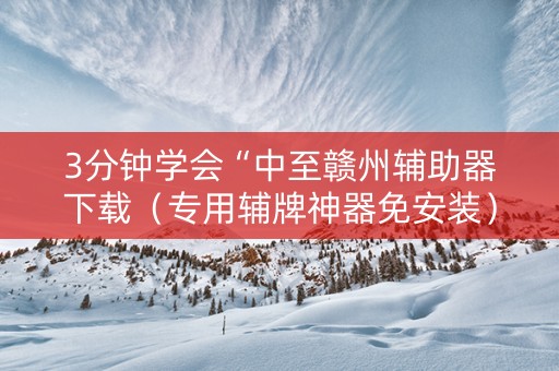 3分钟学会“中至赣州辅助器下载（专用辅牌神器免安装）