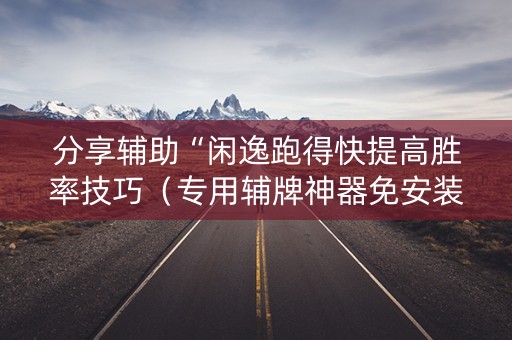 分享辅助“闲逸跑得快提高胜率技巧（专用辅牌神器免安装）