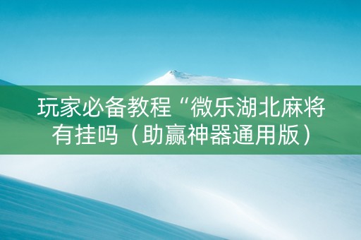 玩家必备教程“微乐湖北麻将有挂吗（助赢神器通用版）