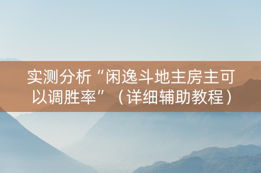 实测分析“闲逸斗地主房主可以调胜率”（详细辅助教程）-哔哩哔哩